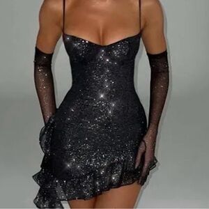 Baby Boo Brand
Black sparkly dress, sleeves sold separately 
Size x-small